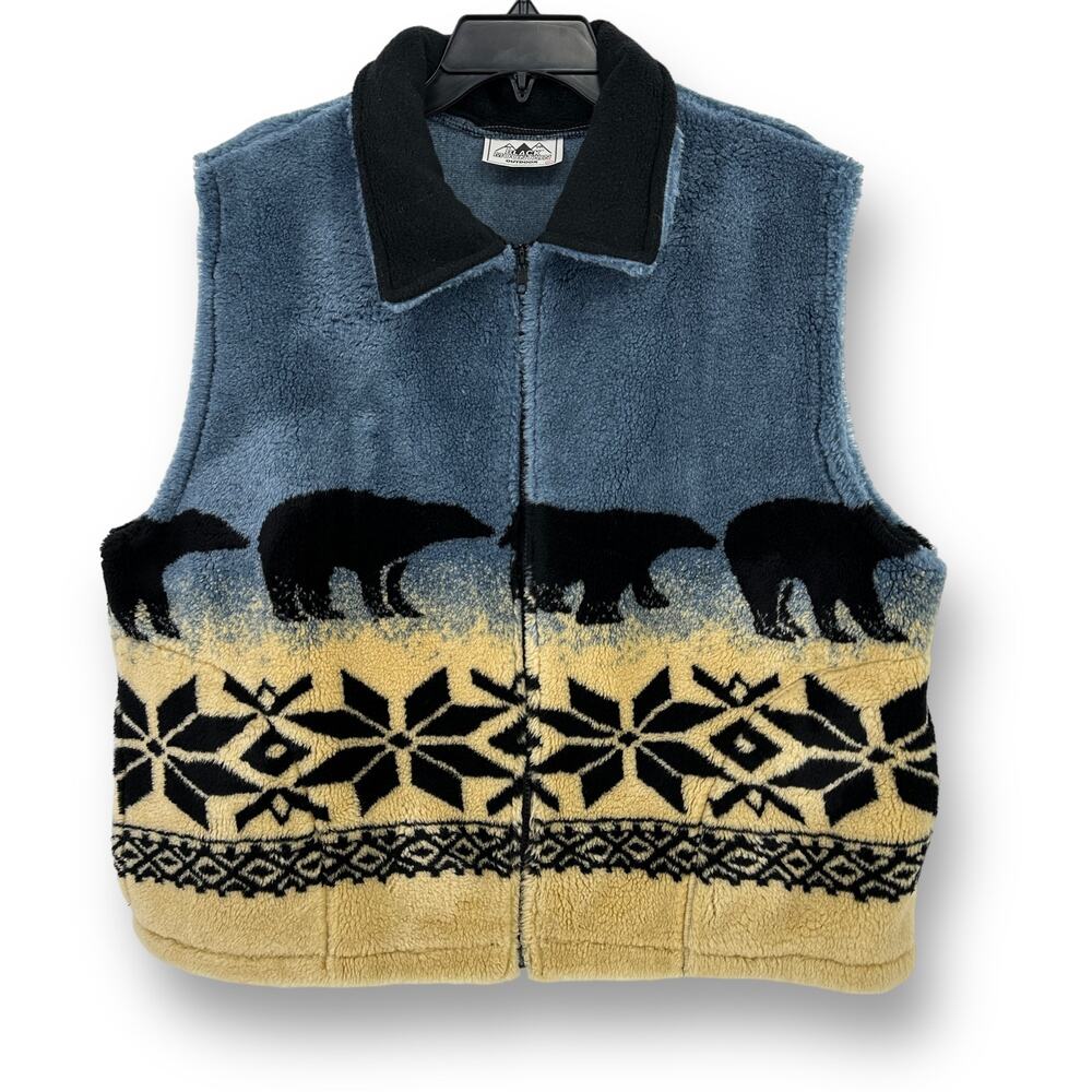 Men's Blue and Beige Fleece Vest